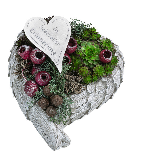  Grabgesteck In Erinnerung, Herzförmig, Ca. B25/H15/T20 Cm