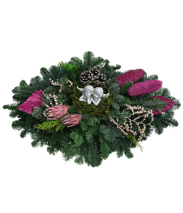  Grabbukett, Oval, Pink, Ca. B70/H20/T40 Cm
