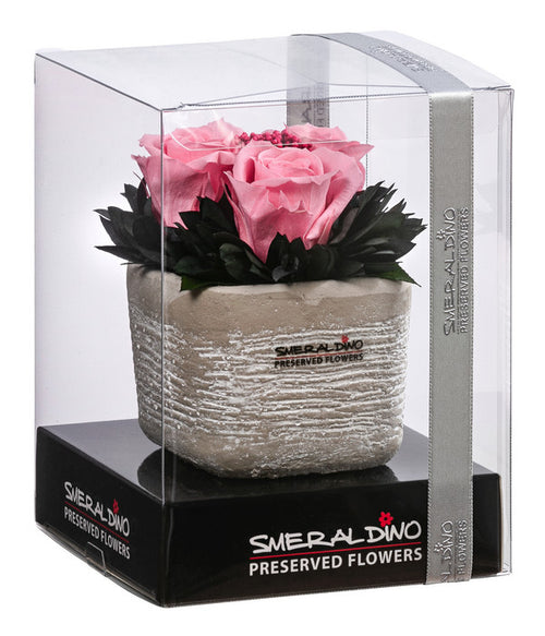  Dehner Arrangement Mit Longlife-Rose Ina Light, Rosa, Ca. B8/H10/T8 Cm
