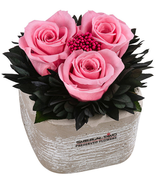  Dehner Arrangement Mit Longlife-Rose Ina Light, Rosa, Ca. B8/H10/T8 Cm