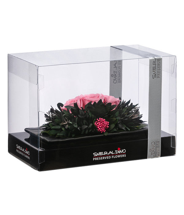  Dehner Arrangement Mit Longlife-Rose Cloe, Rosa, Ca. B19/H6/T10 Cm