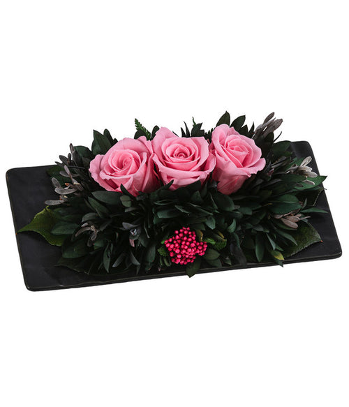  Dehner Arrangement Mit Longlife-Rose Cloe, Rosa, Ca. B19/H6/T10 Cm