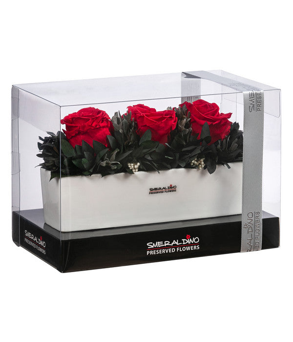  Dehner Keramik-Jardiniere Mit Longlife-Rose Elen, Rot, Ca. B23/H11/T7 Cm