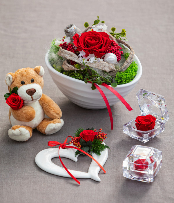  Dehner Keramik-Herz Mit Longlife-Rose Evelin, Ca. B11,5/H3 Cm
