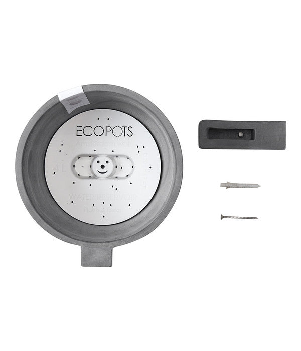  Ecopots Kunststoff-Topf Amsterdam Wall, Rund, Grau, Ca. Ø21,8/H17,5 Cm