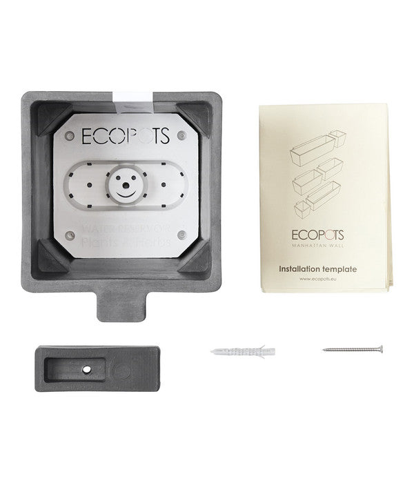  Ecopots Kunststoff-Kasten Manhattan Mit Wassersystem, Grau
