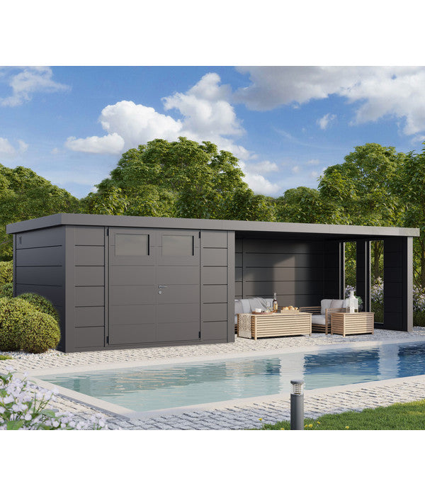  Wolff Finnhaus Gerätehaus Eleganto 3330, Inkl. Lounge Rechts Mit Fenstern, Ca. B812/H225/T318 Cm