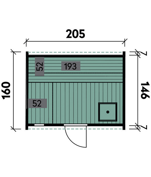  Wolff Finnhaus Saunafass Mini 160 Montiert, Ca. B205/H215/T160 Cm