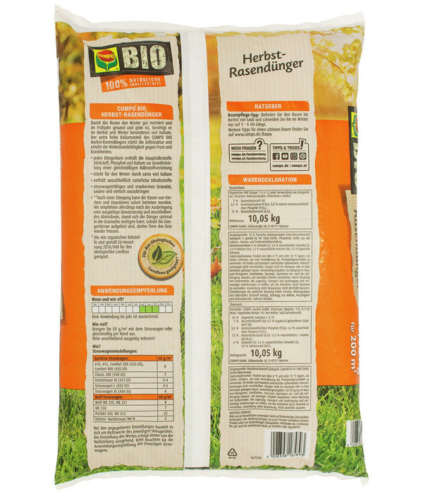  COMPO BIO Herbst-Rasendünger, 10,05 Kg