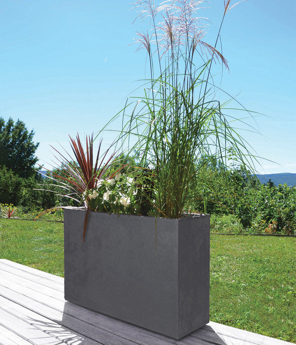  EDA-plastiques Kunststoff-Blumenkasten Basalt Loft L, Rechteckig, Anthrazit, Ca. B78,5/H60/T29,5 Cm