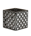  Scheurich Keramik-Übertopf Titanium, Quadratisch, Silber