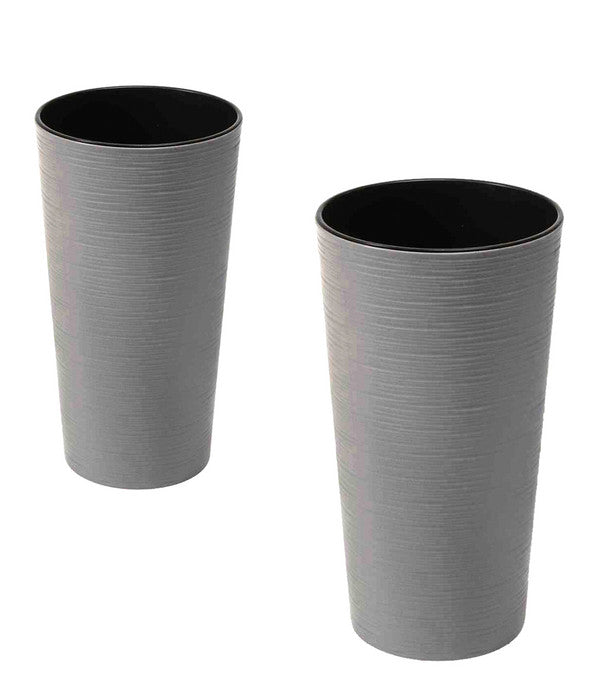  Siena Garden Kunststoff-Topf-Set ECO Lens, Konisch, Ca. Ø25/H46,5 & Ø30/H57 Cm, 2-teilig