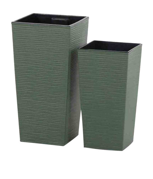  Siena Garden Kunststoff-Topf-Set ECO Nizza, Konisch, Grün, Ca. B25/H46,5/T25 & B30/H57/T30 Cm, 2-teilig