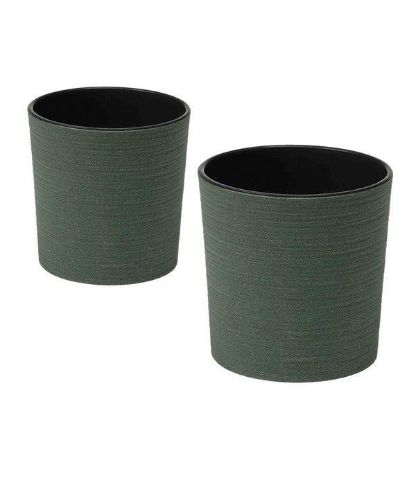  Siena Garden Kunststoff-Topf ECO Lens, Rund, Grün, Ca. Ø30/H30,5 Cm, 2er-Set