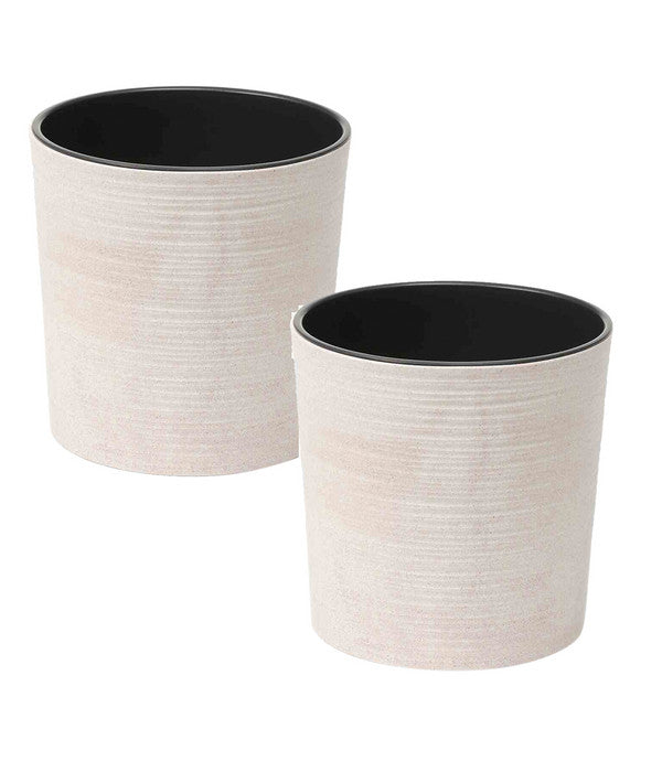  Siena Garden Kunststoff-Topf ECO Lens, Rund, Weiß, Ca. Ø25/H25,5 Cm, 2er-Set