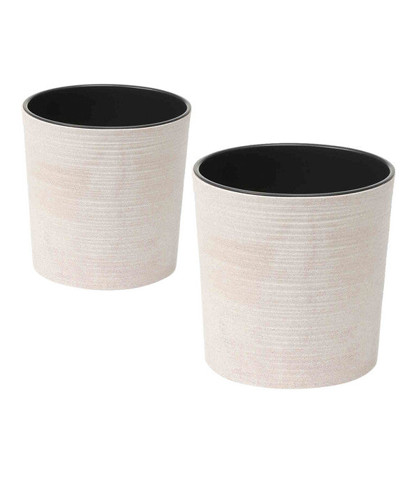  Siena Garden Kunststoff-Topf ECO Lens, Rund, Weiß, Ca. Ø30/H30,5 Cm, 2er-Set