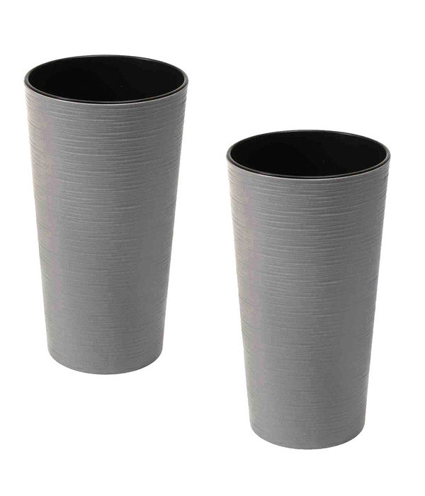  Siena Garden Kunststoff-Topf ECO Locon, Konisch, Grau, Ca. Ø25/H46,5 Cm, 2er-Set