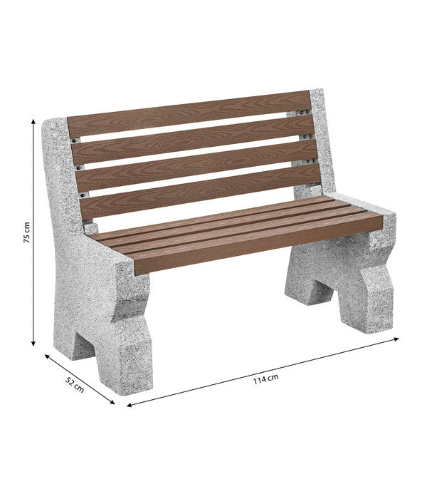  Dehner Granit-Gartenbank, 2-Sitzer, Ca. B114/H75/T52 Cm