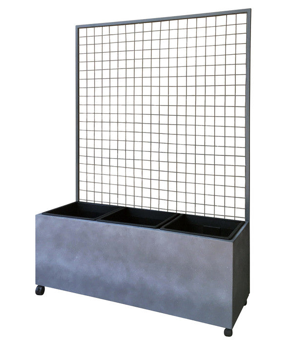  Dehner Leichtbeton-Kasten Mit Spalier Und Rollen, Ca. B100/H142/T37 Cm, Grau