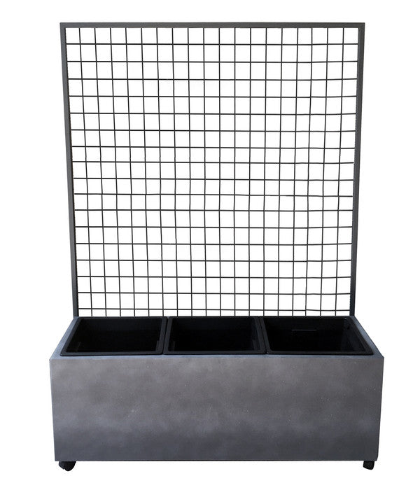  Dehner Leichtbeton-Kasten Mit Spalier Und Rollen, Ca. B100/H142/T37 Cm, Grau