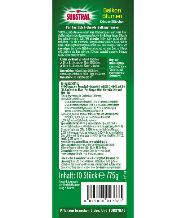  Substral® Düngestäbchen Für Balkonblumen, 10 Stk.