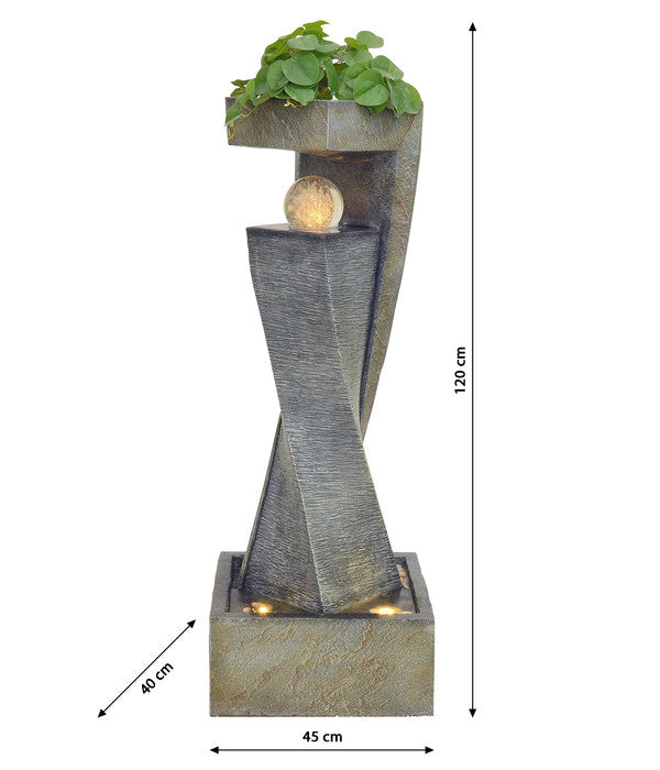  Granimex Polyresin-Gartenbrunnen Flower Twister, Ca. H120 Cm