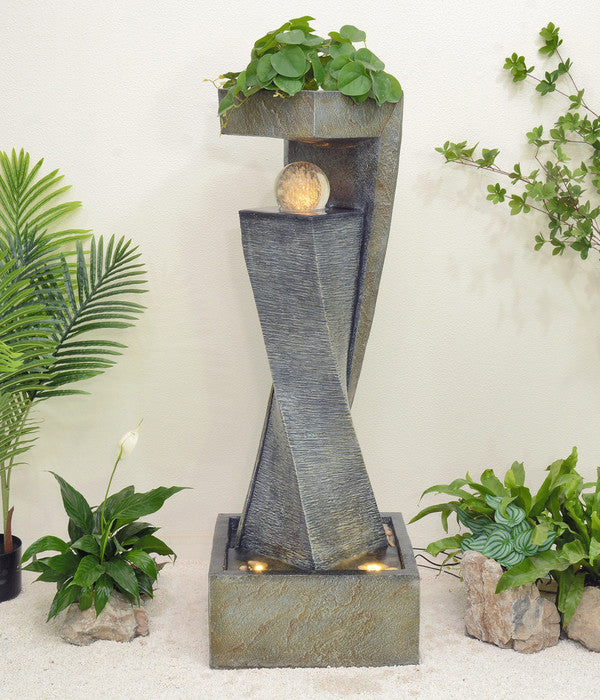  Granimex Polyresin-Gartenbrunnen Flower Twister, Ca. H120 Cm