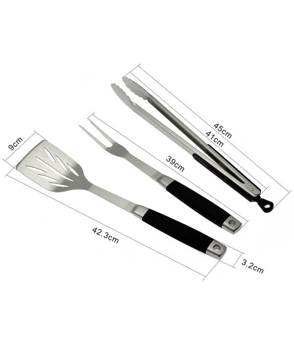  Dehner BBQ Edelstahl-Grillbesteck, 3-teilig