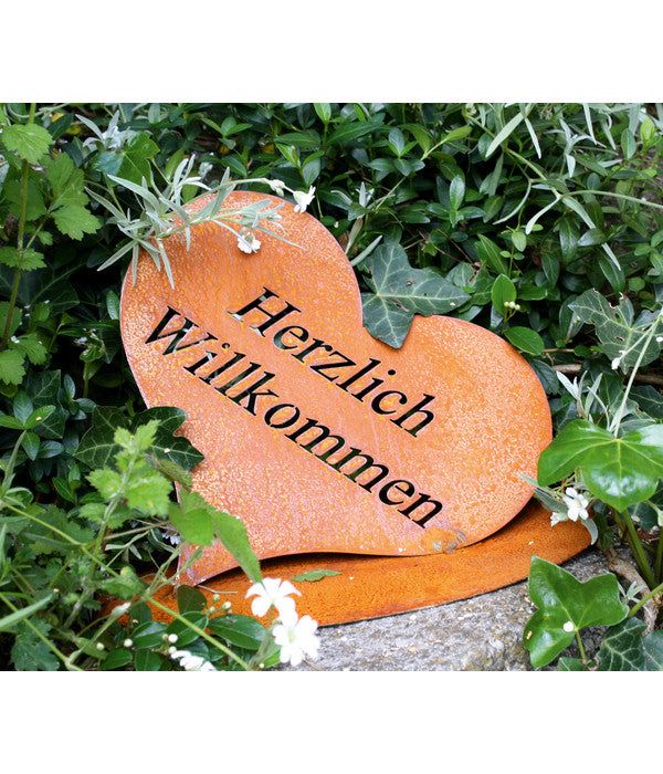  Ferrum Rost-Herz Herzlich Willkommen, Ca. H24 Cm