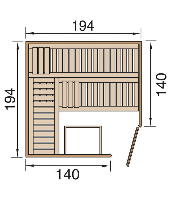  Weka Ecksauna Varberg Mit Holztür, Ca. B194/H199/T194 Cm