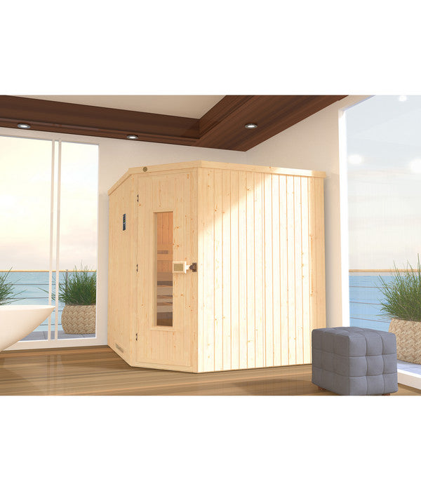 Weka Ecksauna Varberg Mit Holztür, Ca. B194/H199/T194 Cm