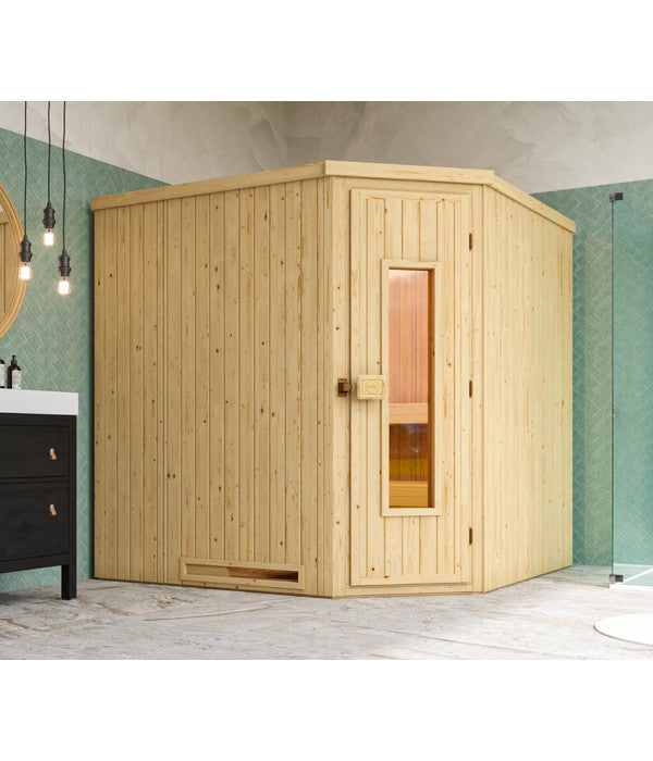  Weka Ecksauna Varberg Mit Holztür, Ca. B194/H199/T194 Cm