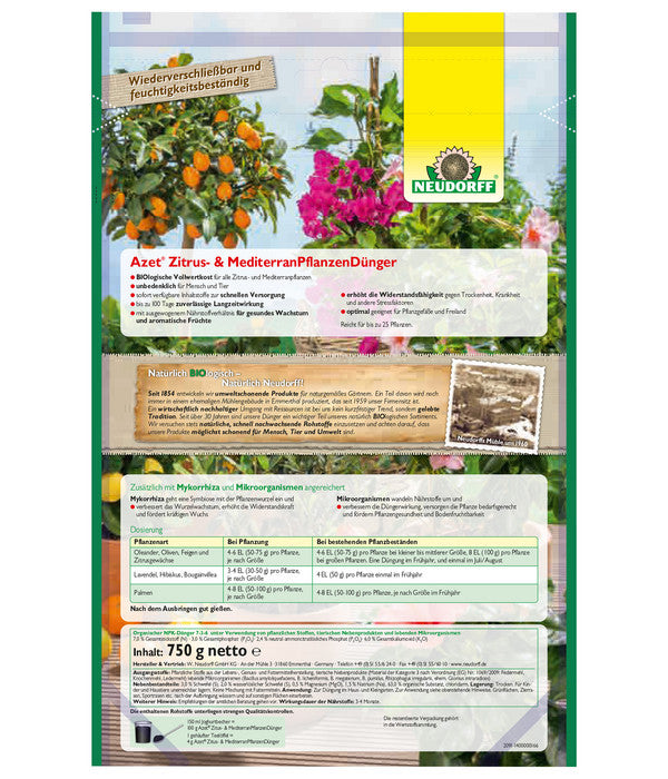  Neudorff Azet® Zitrus- Und Mediterraner Pflanzendünger, 750 G