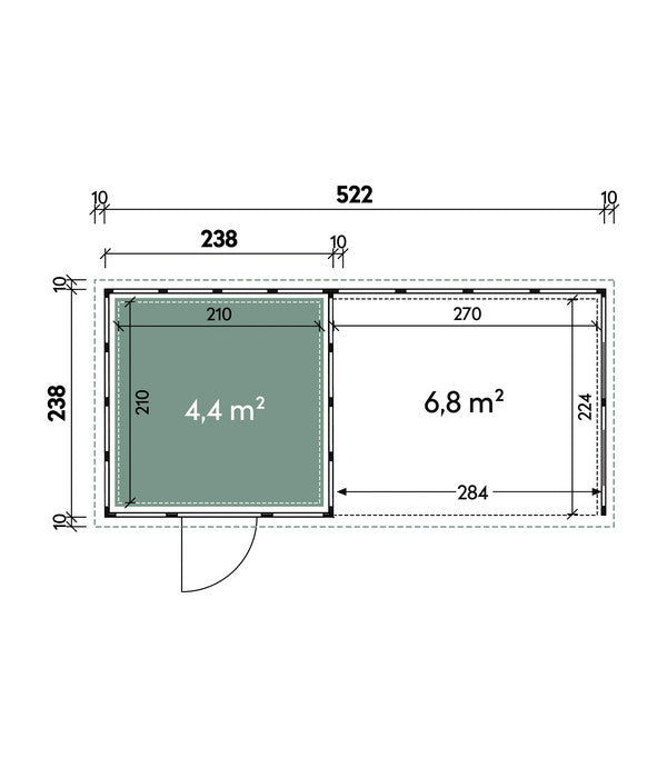  Wolff Finnhaus Metallgerätehaus Eleganto 2424, Inkl. Lounge Rechts, Ca. B542/H227/T258 Cm
