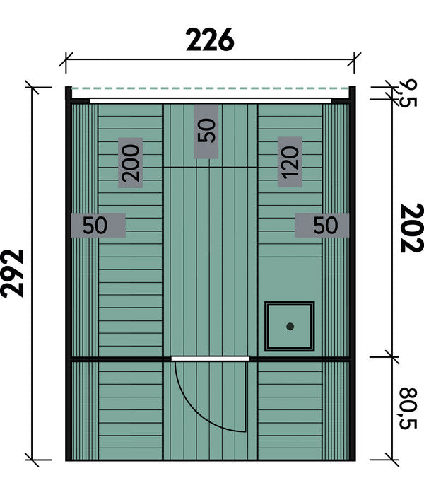  Wolff Finnhaus Saunafass Premium Finja 2 Montiert Thermoholz, Ca. B226/H252/T292 Cm