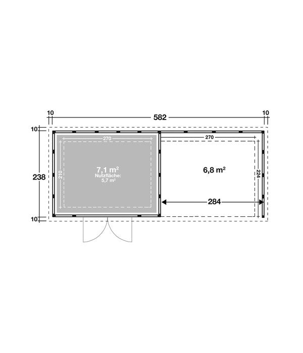  Wolff Finnhaus Metallgerätehaus Eleganto 3024, Inkl. Lounge Rechts, Ca. B602/H227/T258 Cm