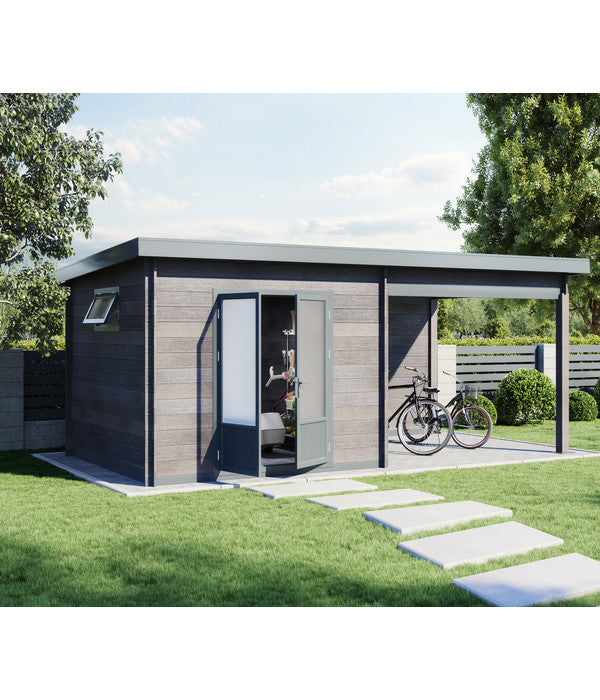  Wolff Finnhaus Gartenhaus WPC-Trend D+, Inkl. Lounge, Ca. B600/H251/T332 Cm