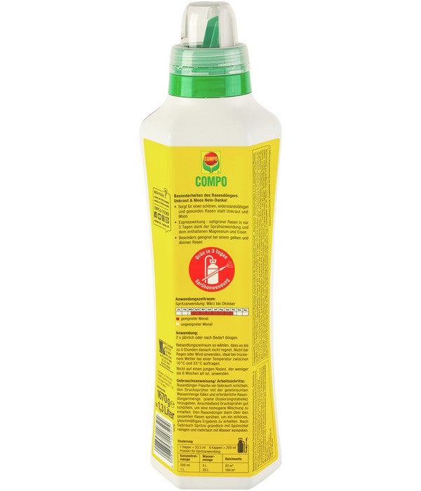  COMPO Rasendünger Unkraut & Moos Nein Danke!, 1,3 L