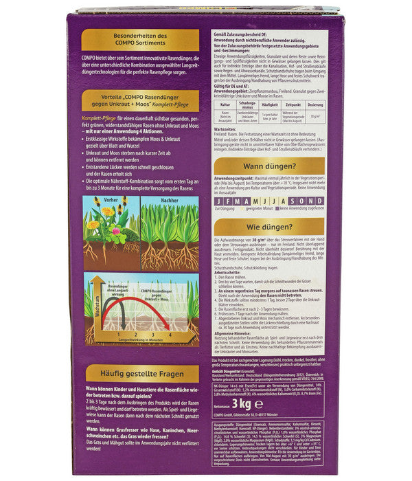  COMPO Floranid® Rasendünger Gegen Unkraut + Moos 4in1