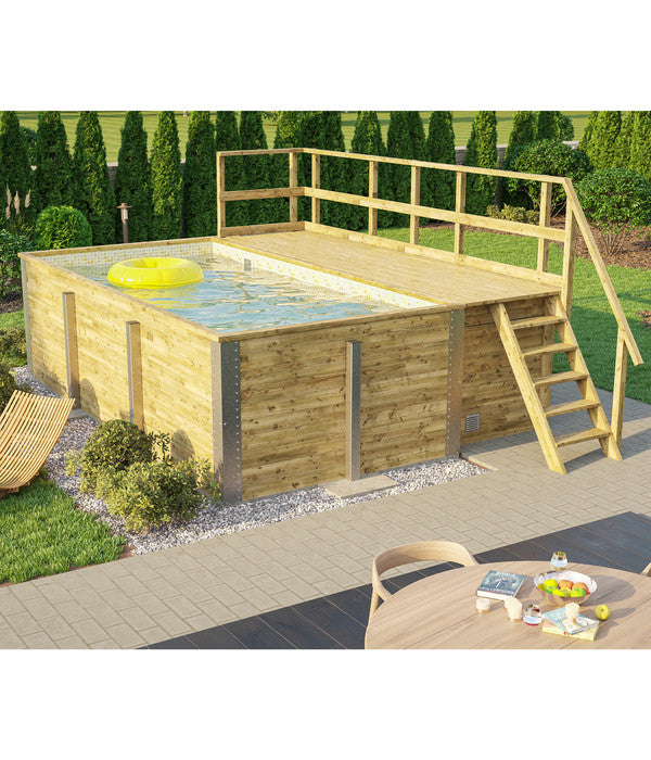 Weka Massivholzpool 595 Gr. 1, Ca. B490/H201/T315 Cm, Folie Sand/Mosaic