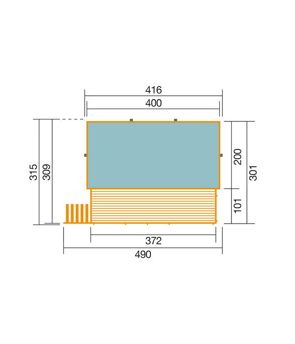 Weka Massivholzpool 595 Gr. 1, Ca. B490/H201/T315 Cm, Folie Blau/Mosaic