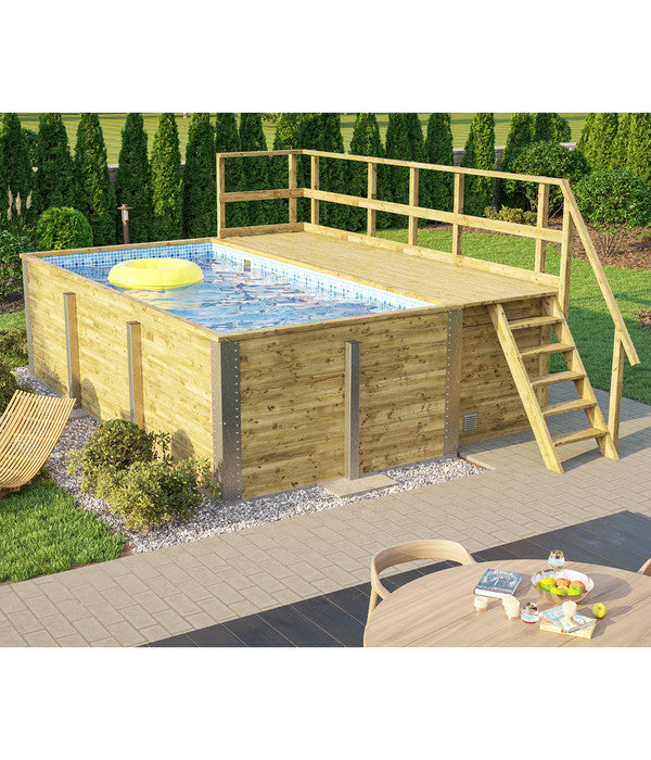  Weka Massivholzpool 595 Gr. 1, Ca. B490/H201/T315 Cm, Folie Blau/Mosaic