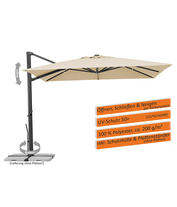  Schneider Ampelschirm Rhodos Smart, Quadratisch, Ca. B300/T300 Cm