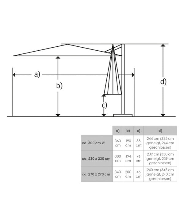  Schneider Ampelschirm Rhodos Junior, Rund, Ca. Ø300 Cm